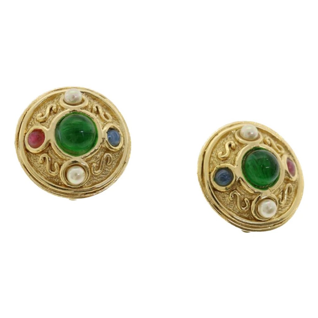 Christian Dior Earring Metal Gold Auth Am3562
